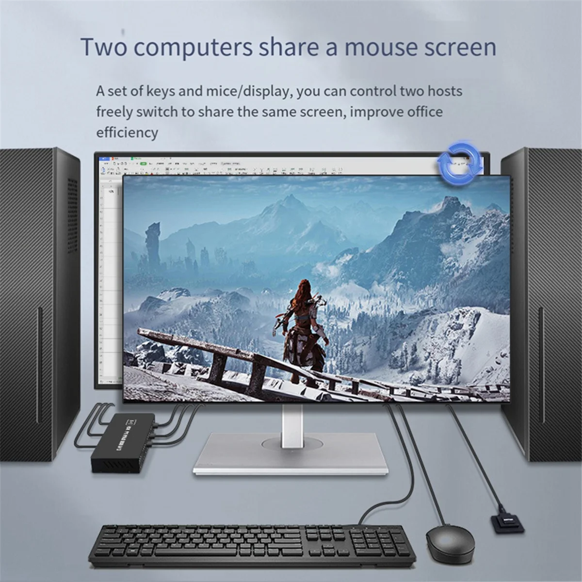 DVI KVM Switch 2-In-1 4K Two Computers Shared USB Keyboard Mouse Print Monitor Multi-Function Switching Screen