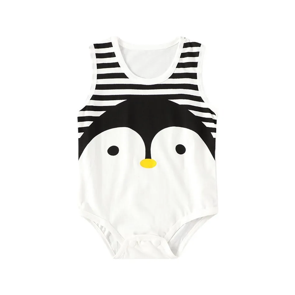 Macacão sem mangas de bebê recém-nascido, macacão infantil, macacão de desenho animado, roupas casuais, menino, menina, verão, 1 pc, 0-2 anos