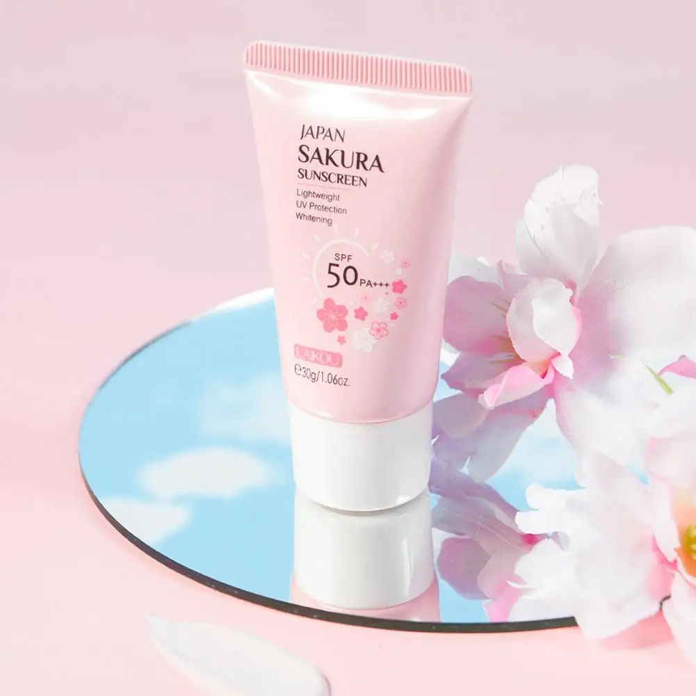 Corpo facial sakura protetor solar rosto maquiagem primer protetor solar creme protetor de pele controle de óleo hidratante spf50 pa +++ base de maquiagem