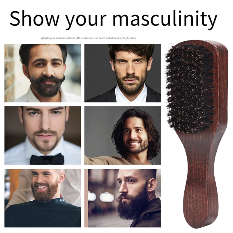 BAAO-1Pcs Hair Funnel Wooden Shaving Brush The Face Baby Beard Brush, Durable Easy Install Black