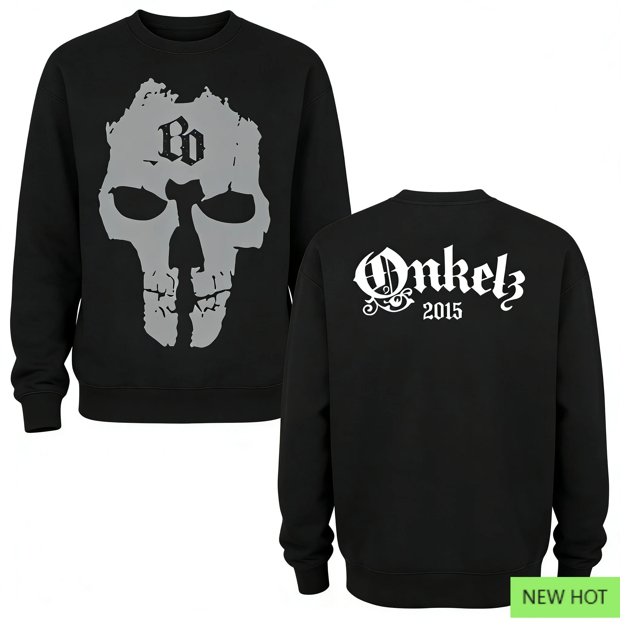 سترة بغطاء للرأس برسومات جمجمة لعام 2015، سويت شيرت للموسيقى الثقيلة، مثالية للمعجبين الذين يحبون نمط الفرقة وفيبي الداكن