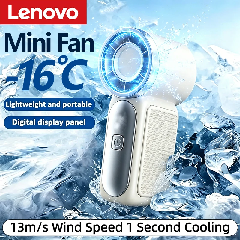Lenovo tragbarer Mini-Ventilator, tragbarer Outdoor-Ventilator, Typ C, wiederaufladbare Kühlventilatoren, geeignet für Studentenwohnheime, Sommer, Heimbüro