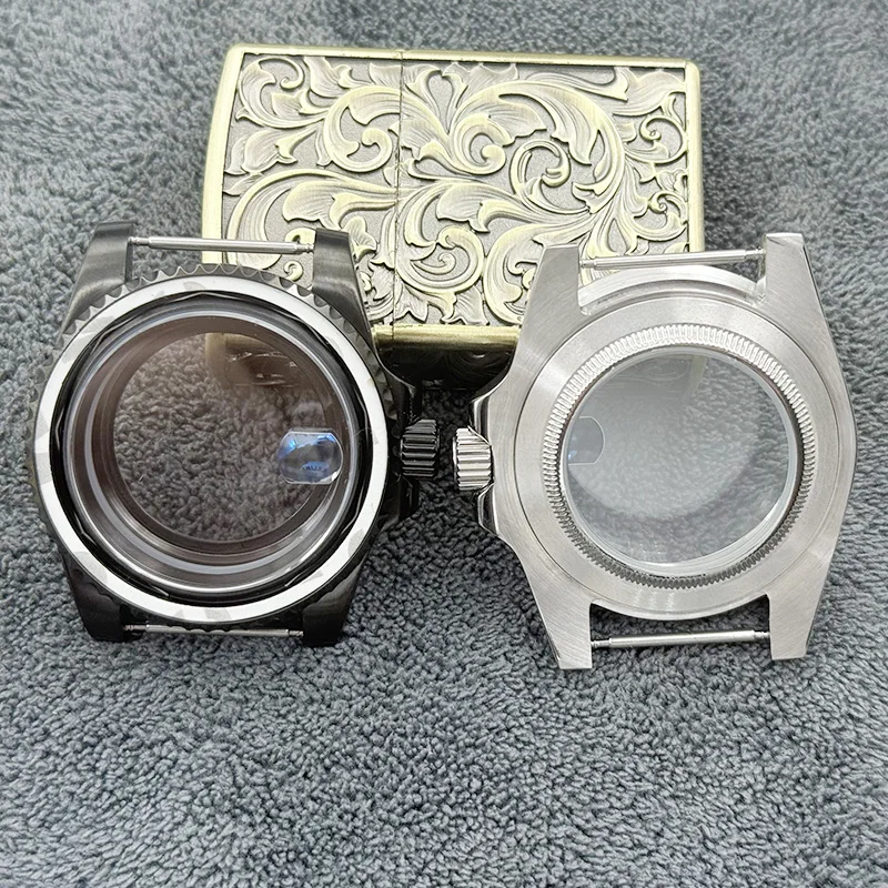 40MM sapphire glass Transparent Back Cover Black watch case fit NH36 NH35 4R 7S movement fit 28.5-29mm dial Accessories part