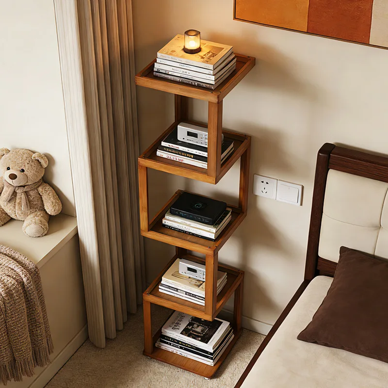 Bookshelf next to the desk Floor-to-ceiling student book storage bookshelf Multi-layer desk Movable