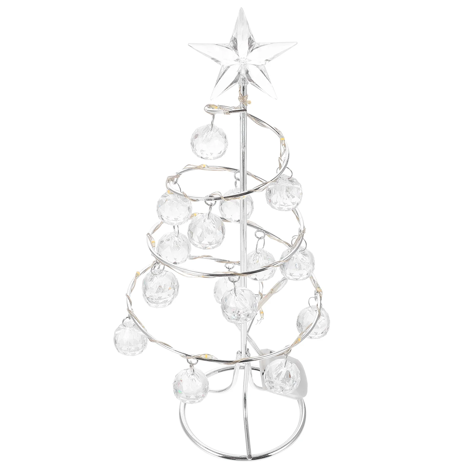 

Tree Lights Indoor Christmas Desktop Decor Festival Xmas Dining Table Silver Ornament Home