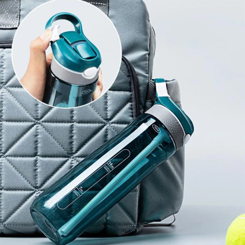 750ml tragbare Sport wasser flasche mit Strohhalm für Camping Wandern Outdoor Kunststoff transparente bpa kostenlose Flasche für Männer Trink geschirr – Detail 11