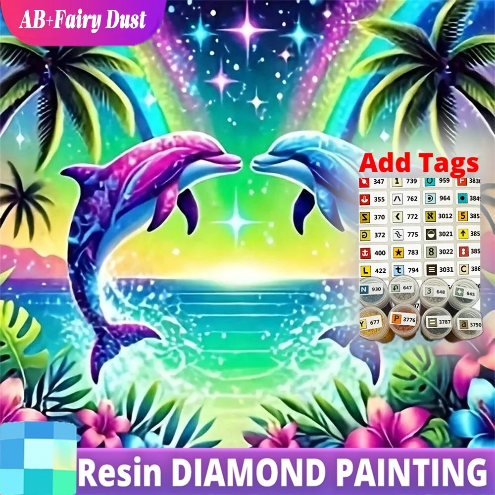 

Resin AB Fairy Dust New Arrival Diamond Embroidery Dolphin Animal Acrylic Craft Supplies Painting Seaside DIY Mosaic Unique Gift