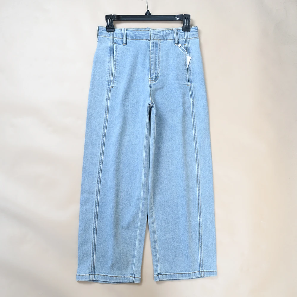 New Women's Versatile High Waist Side Seam Shift  Denim Jeans Summer Season mid Stretch High Waist Fabric Other