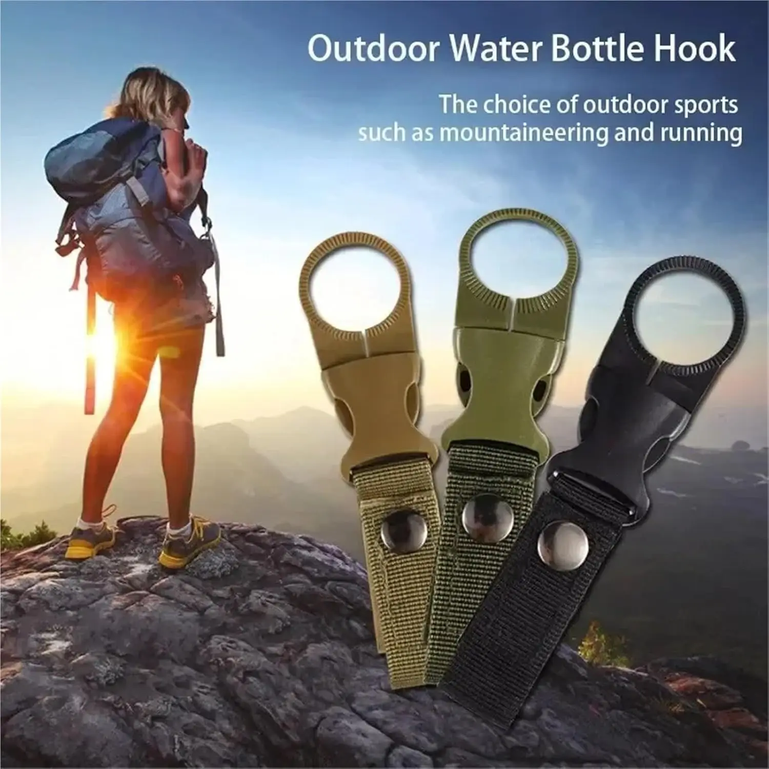 

Tactical Water Bottle Holder Clip, Quick Release Hydration Pouch, for Backpack MOLLE Webbing, Outdoor Gear