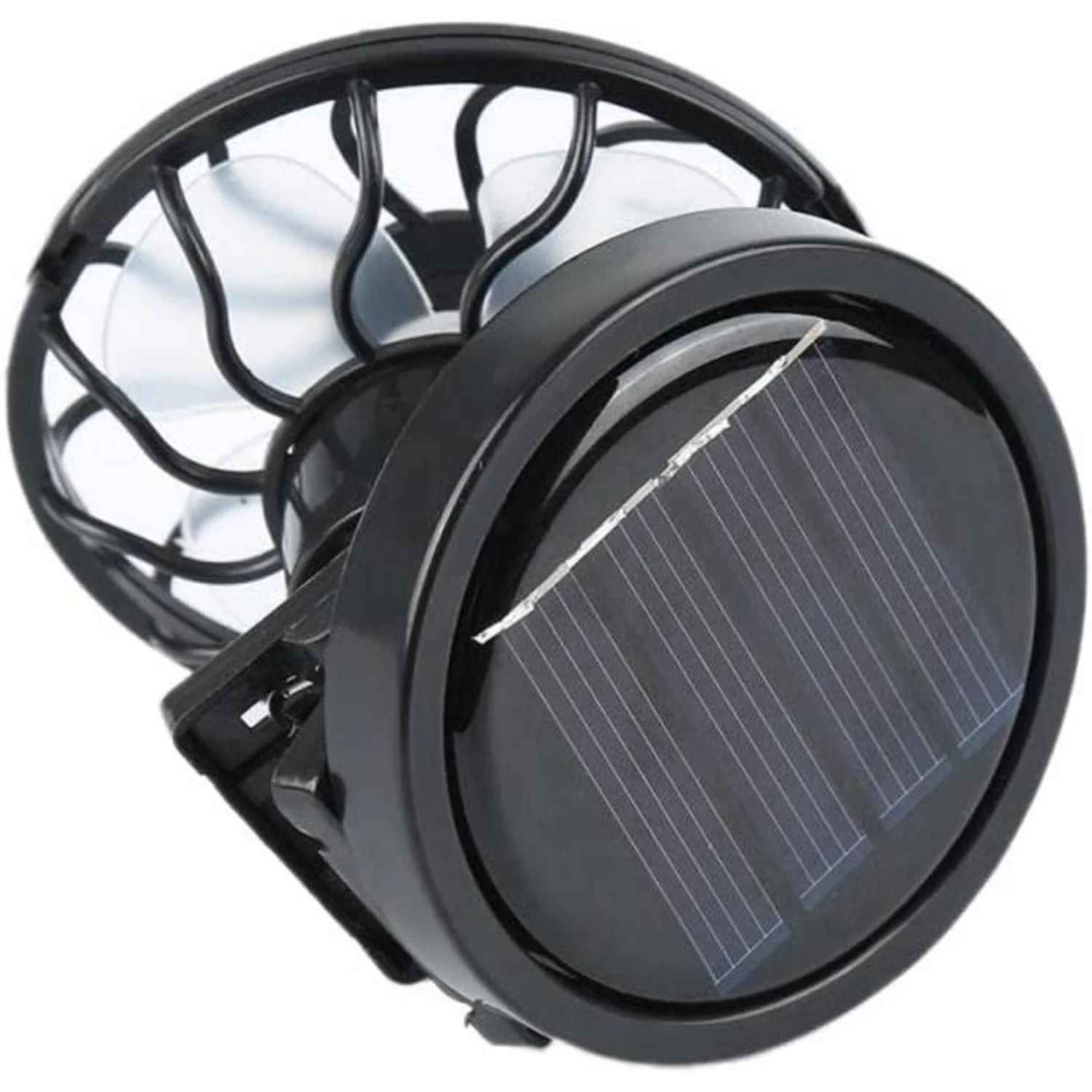 Paquete de 2 mini ventiladores con energía solar con clip, diámetro de 60 mm, color negro