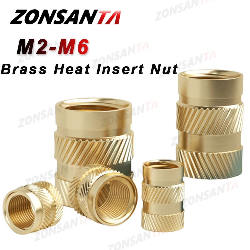 Wholesale M2 M3 M4 M5 M6 Metric Brass Insert Knurled Thread Nut 100-2000Pcs 3d Printing Hot Melt Copper Nuts Insertnut Nutsert