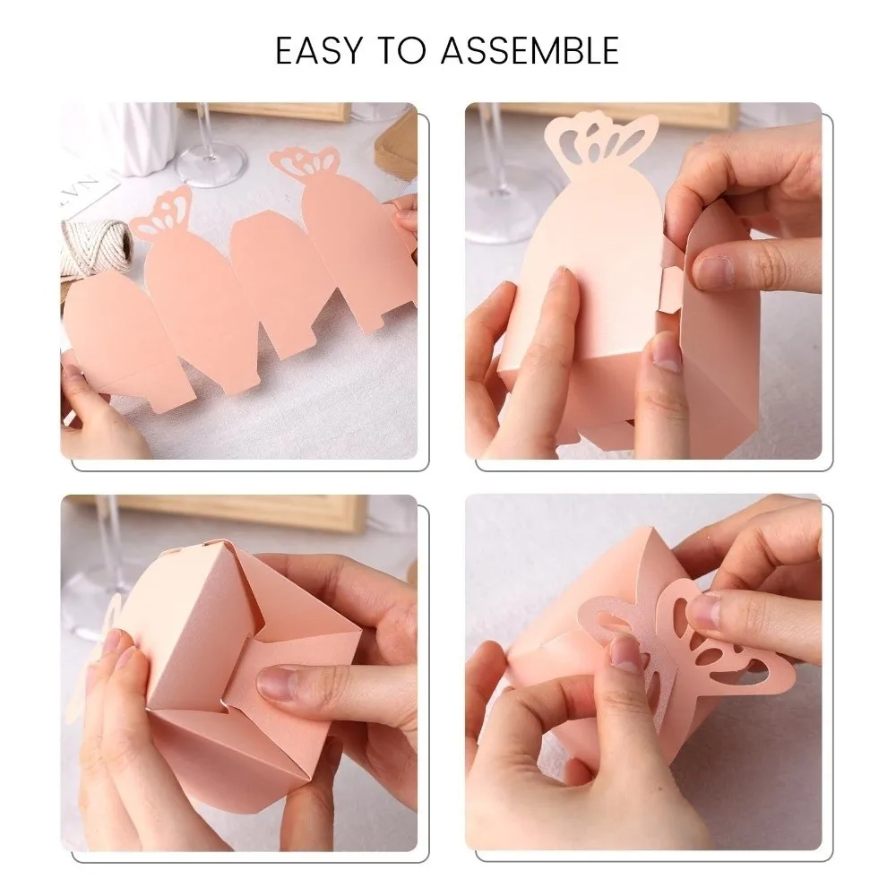 50pcs Pink Butterfly Favor Boxes Small Size 3D Design Butterfly Candy Boxes Elegant Butterfly Present Boxes Party Favors view 2
