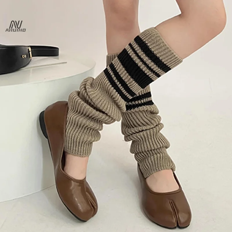 Lolita Leg Warmers Women Korean Autumn Winter Knitted Foot Cover JK Long Socks Y2k Punk Gothic Leggings Socks Boot Cuffs