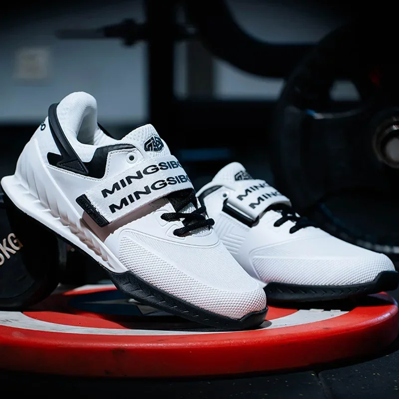 2026 MINGSIBO Weightlifting Shoes Men Women Size 36-46 Gym Squat Boots Hard Pull Shoes Men's White Black Weightlift