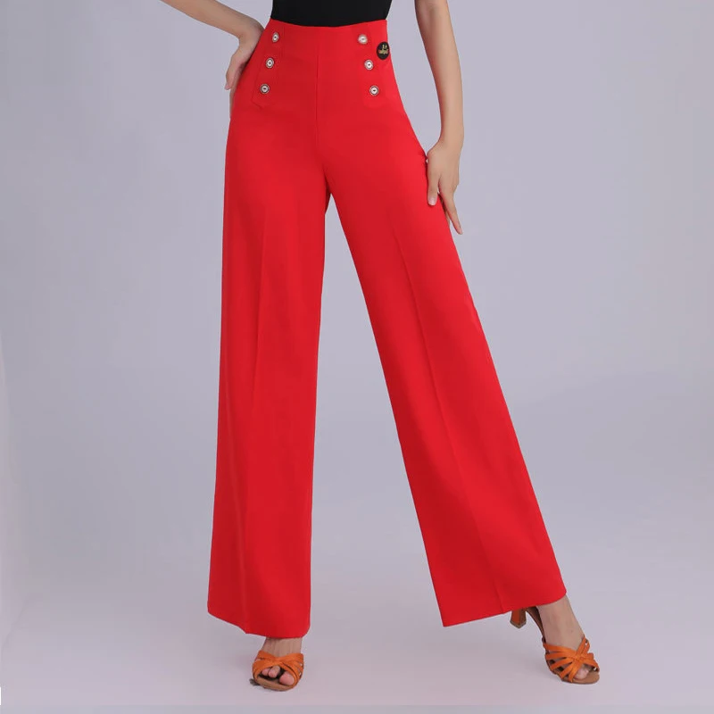 Pantaloni da ballo da sala in 3 colori Valzer Pantaloni da ballo moderni Pantaloni da ballo latino a vita alta per adulti Abbigliamento da pratica per palcoscenico DW10951