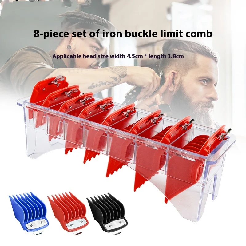 

Hair Salon Hairdressing Electric Push Scissors Limit Comb Set Hair Clipper Edge Push Comb Caliper Positioning Comb 8 Pieces Set