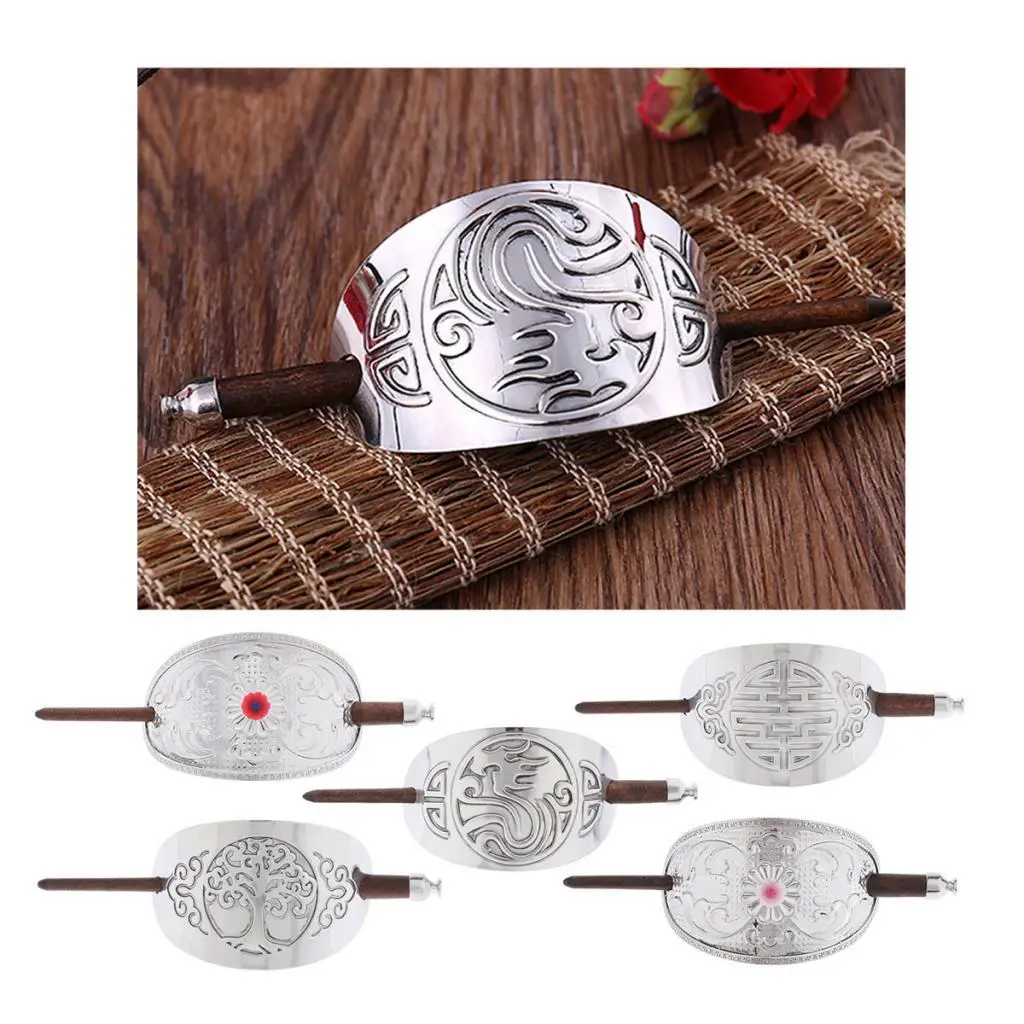 إكسسوارات شعر على شكل عصا شعر معدنية منحوتة يدويًا على الطراز العتيق #1