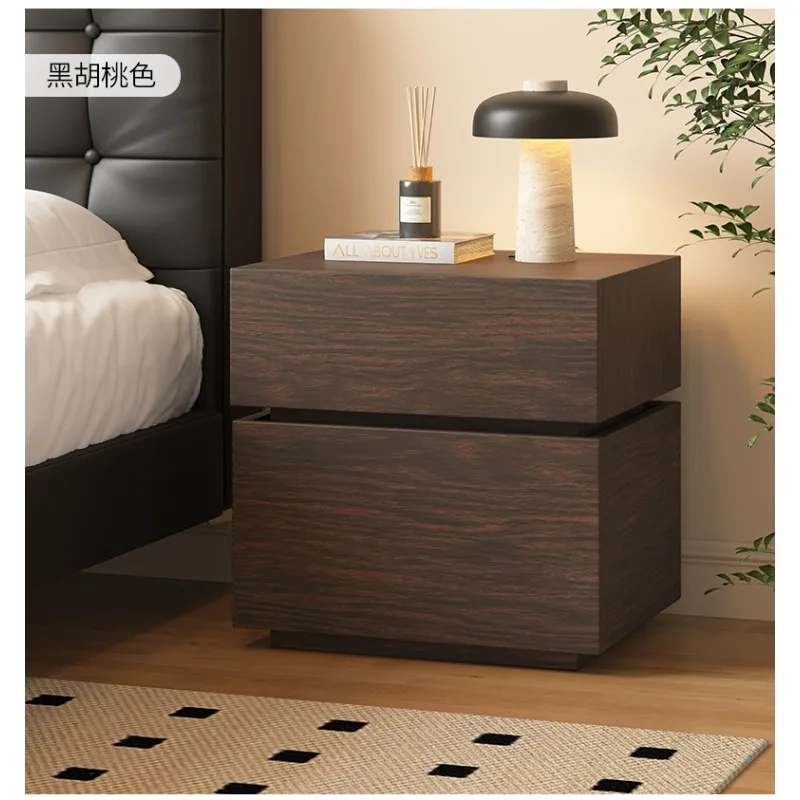 Light luxury solid wood bedside table, safe, integrated medium and ancient style high-end master bedroom bedside storage cabinet