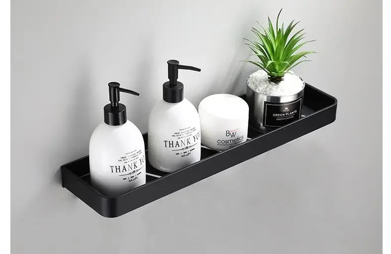 Modern Black Aluminum Corner Shelf - The Perfect Wall Mounted Holder for Shampoo, Soap, and Toiletries