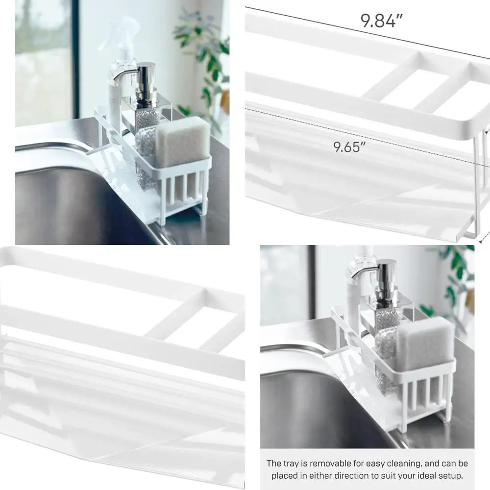 

Органайзер для кухонной мойки: металлическая самовыжимающаяся губка и держатель для мыла со съемным подносом