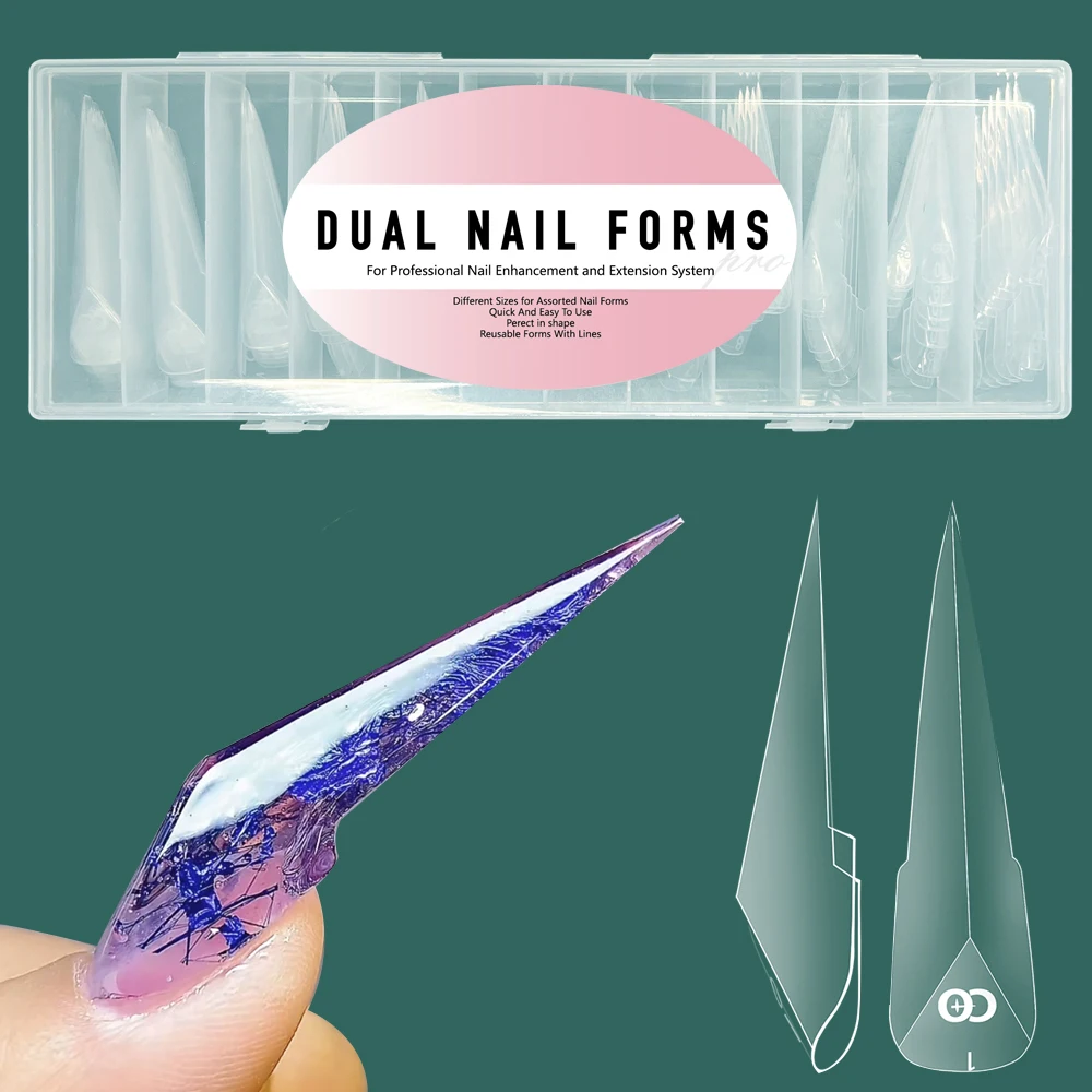 

112 шт., острые шпильки для ногтей в виде дракона на Хэллоуин, двойные формы для наращивания геля для ногтей из полиэтилена, 3D формы с когтями орла, многоразовые формы с полным покрытием