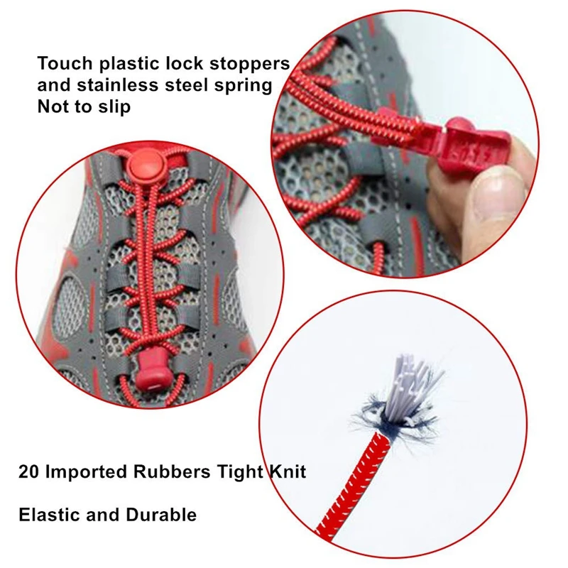 1Pair 22 Colors Elastic Shoelaces Round Locking No Tie Shoe Laces Kids Adult Quick Lazy Laces Rubber Sneakers Shoelace T1