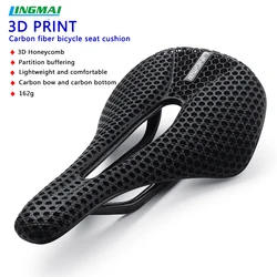 LINGMAI Ultralight Full Carbon 3D Printed Saddle 162g Bicycle Seat Road MTB Mountain Gravel Seating For Men Women Bike Parts