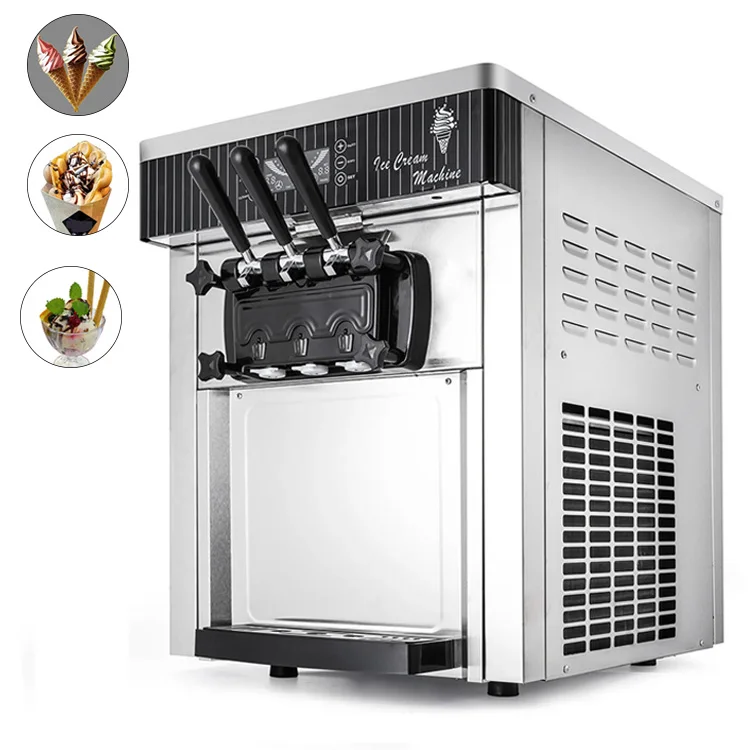 20‑28L/h 3‑Flavor Table‑Top Commercial Soft Ice Cream Machine Automated Stainless Steel Ice Cream Maker For Dessert Shop Cafe