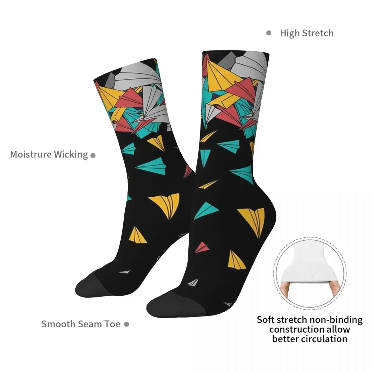 Flying Paper Planes Socks Harajuku High Quality Stockings All Season Long Socks Accessories for Unisex Birthday Present