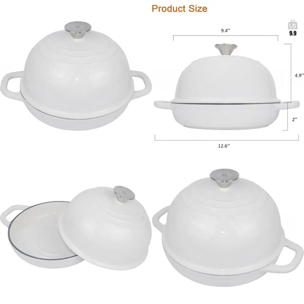 

Enameled Cast Iron Dutch Oven for Sourdough Bread, 5 Quart Pot with Lid for Bread Baking