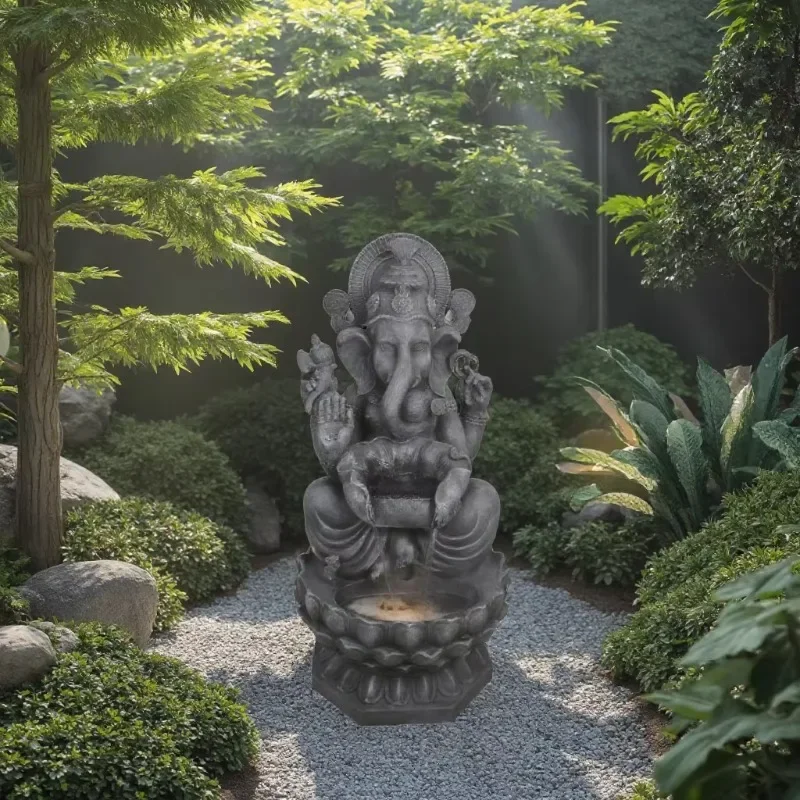 

izable Large Polyresin Statue for Home Garden Hand Carved Outdoor Buddha Elephant for Temples and Parks