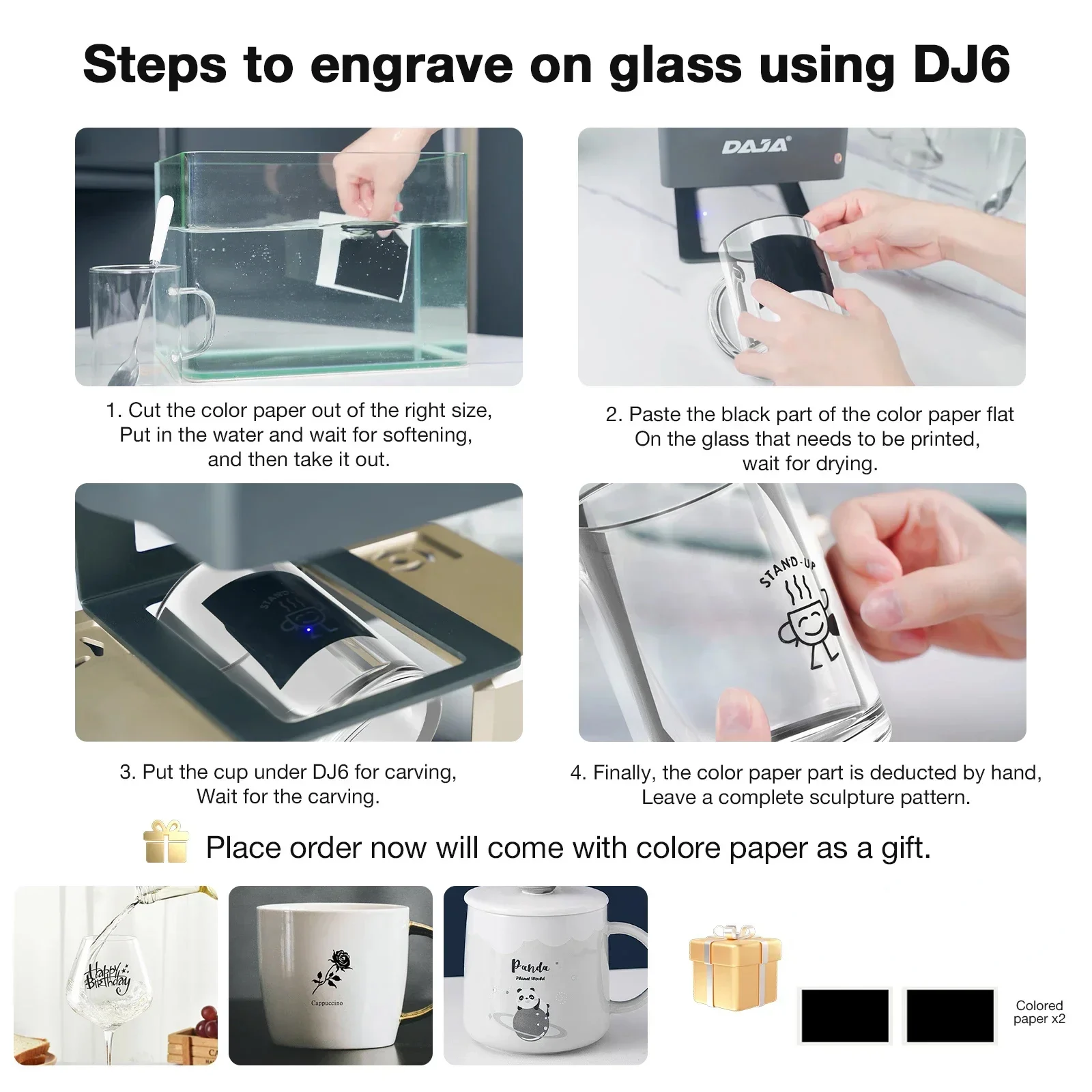 1PCS DAJA Laser Engraver Engraving Colored Marking Paper Ceramics Glass Crystal Stone Tiles Clear Acrylic For CO2 Fiber Machine