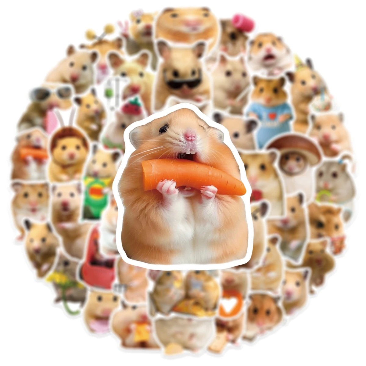 

50PCS Healing Style Funny Hamster Graffiti Stickers Exquisite DIY Toys for Bottle Travel Bag Aesthetic Decals Creative Gifts