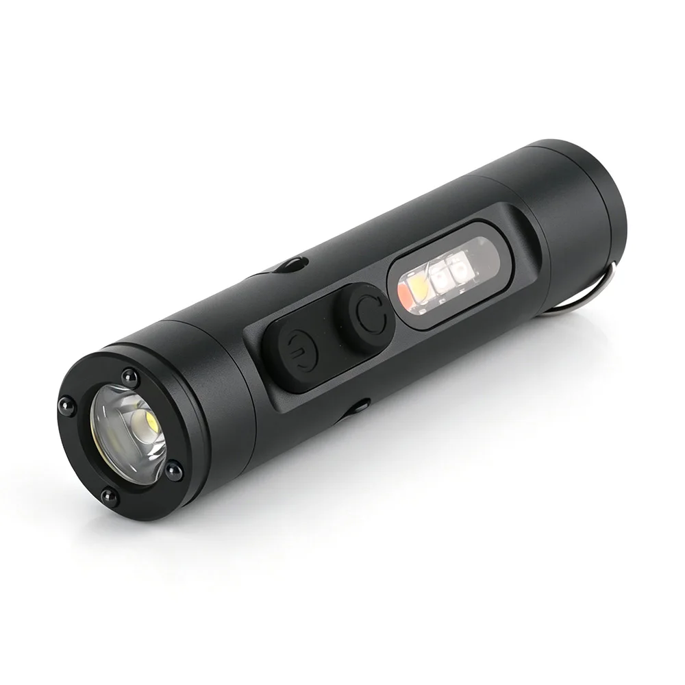 Multifunctional Mini Keychain Flashlight Type-C Rechargeable LED Magnetic Torch with Hat Clip Window Breaker Emergency Tool