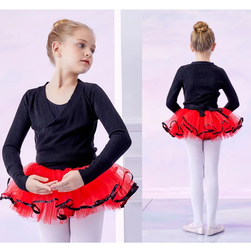 Kinderen Dans Trui Jas Meisjes Ballet Wrap Tops Sjaal Vest Meisje Herfst Winter Opwarmen Fluwelen Sjaal Schouderophalen met lange mouwen