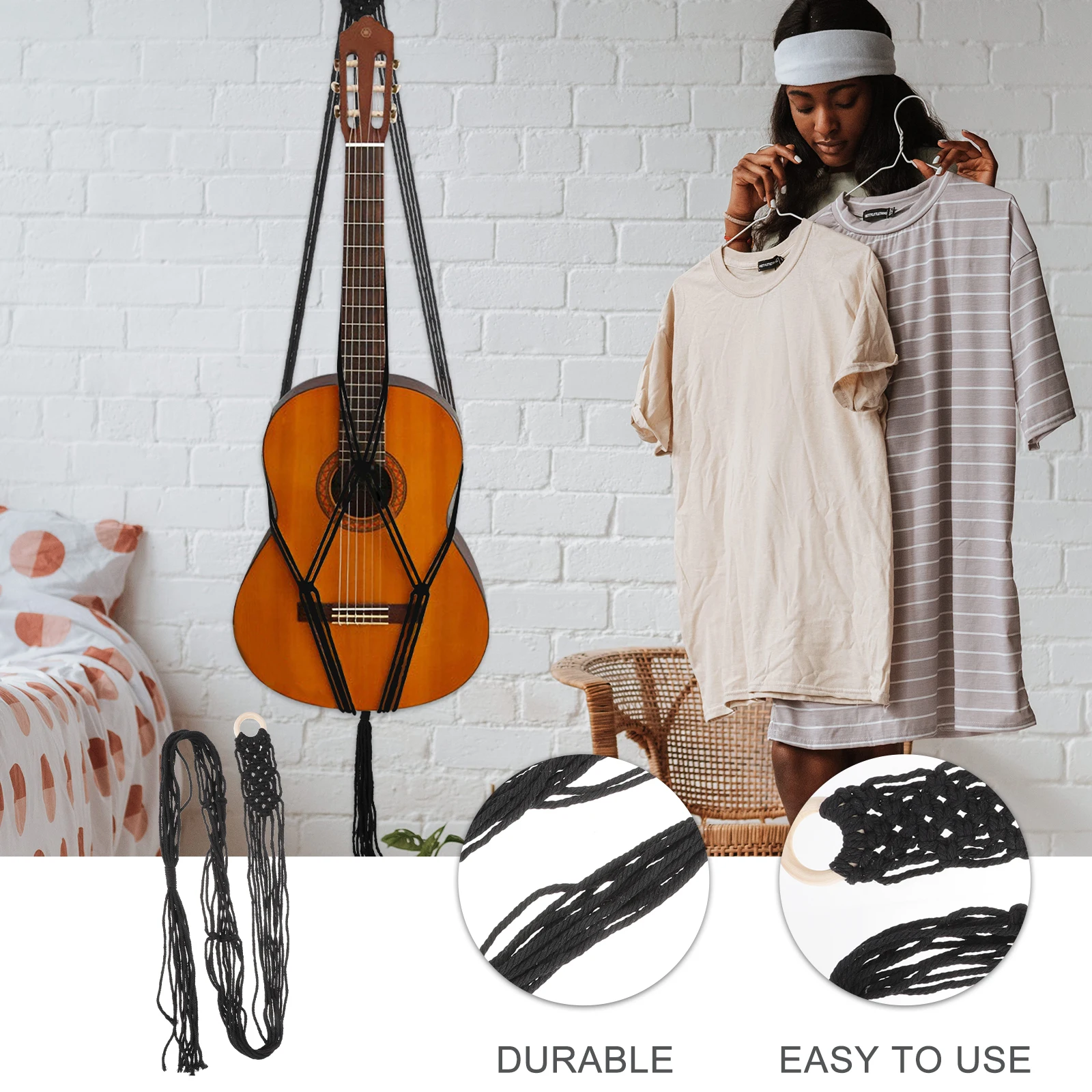 

Guitar Sling Basic Strap Lanyards Mesh Belt Acoustic Embroidered Cotton Hanger Ukulele Wall Hanging