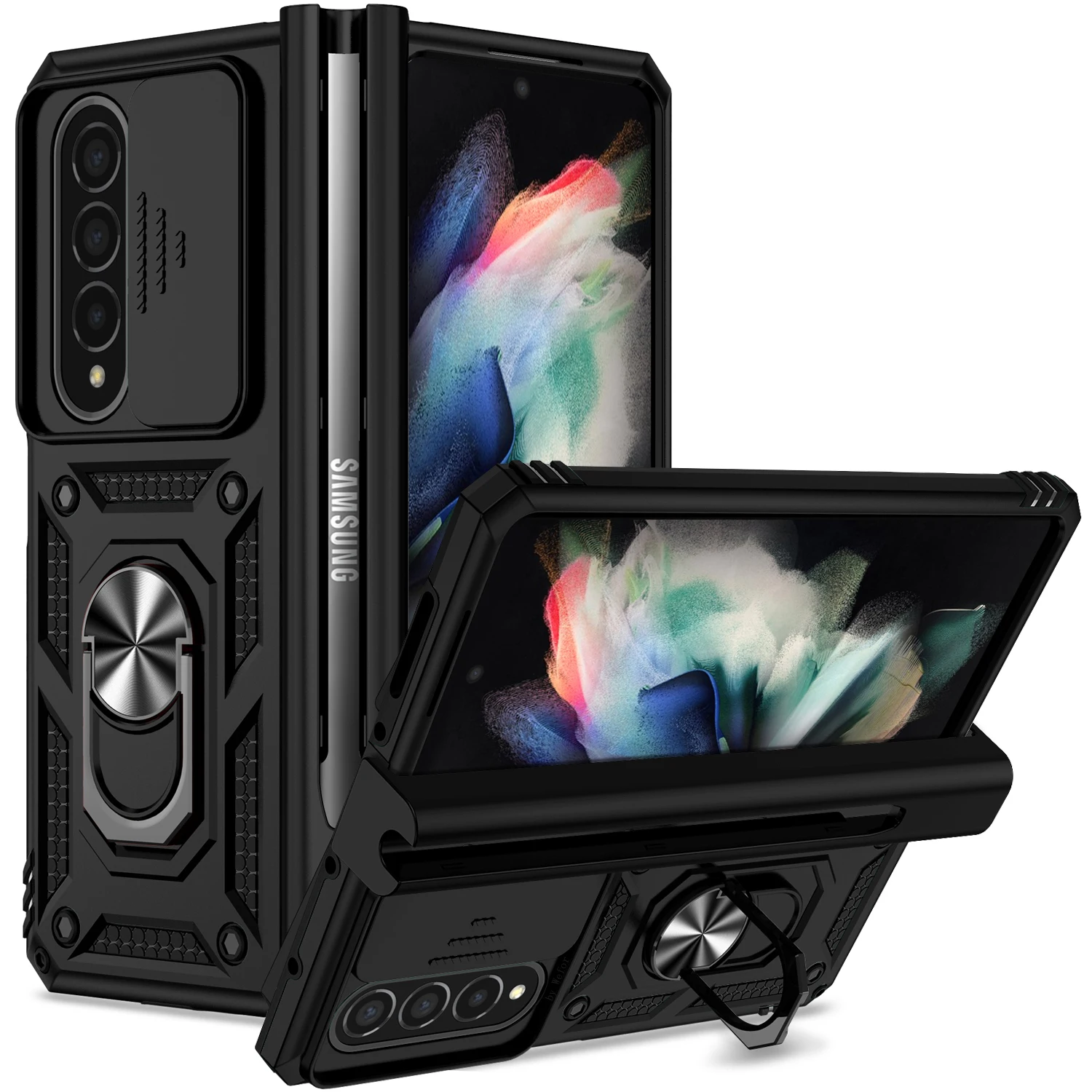 Slide Camera Lens for Samsung Galaxy Z Fold 4 Case 2022 Military Grade Bumpers Armor Cover for Samsung Galaxy Z Fold 4 5G