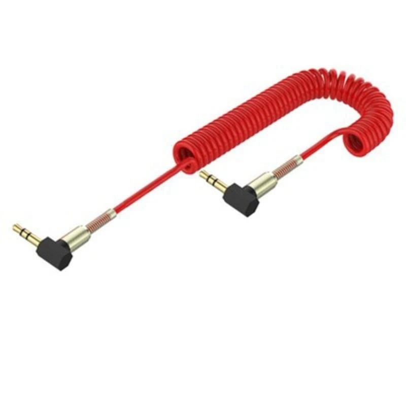 U75A Coiled 3.5mm Car AUXs Sound Cable Adapter Wire Line to 3.5mm Male Speaker Cable for Car