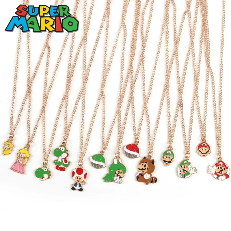

Super Mario Bros Pendant Necklace Anime Alloy Necklaces Jewelry Cartoon Children Chain Pendant Cute Choker Collares Charm Gift
