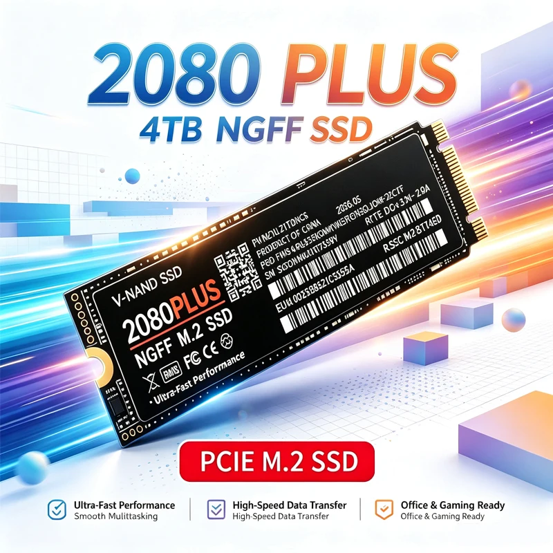 SSD M.2 NGFF NVMe 2080 PLUS, 550 MB/s, PCIe 4.0, SSD interno 2280, 500 GB/1 TB/2 TB/4 TB, armazenamento de alta velocidade para portátil e PC de secretária.