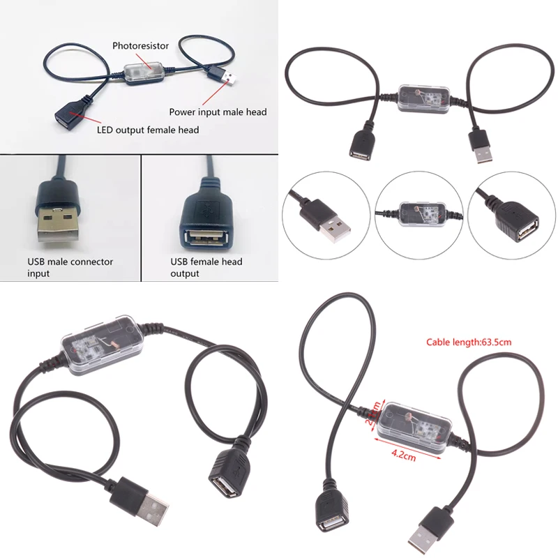 

DC3.7V-24V 5A Light Sensor Automatically Turns On Off During Day/Night Indoor USB Cable High-power Sensor