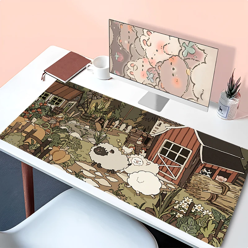 Muismat PC-accessoires Toetsenbord Pad Bureau Mat Muismat Natuurlijk rubber Antislip Gaming Retro Illustratie Uitgebreide pad