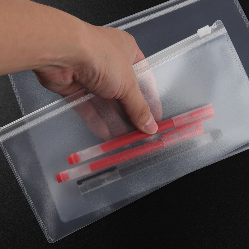 10PCS A4A5A6 Exam Mesh Zipper Bag Student Office Simple Large Capacity Transparent Document Bags image 2