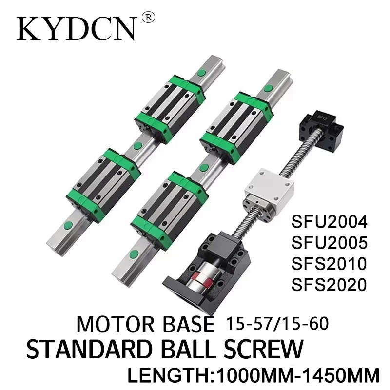 

SFU2004 2005 SFS2010 2020 Length 1000-1450 high precision ball screw motor seat set plus 2 sets of standard HGH linear guide