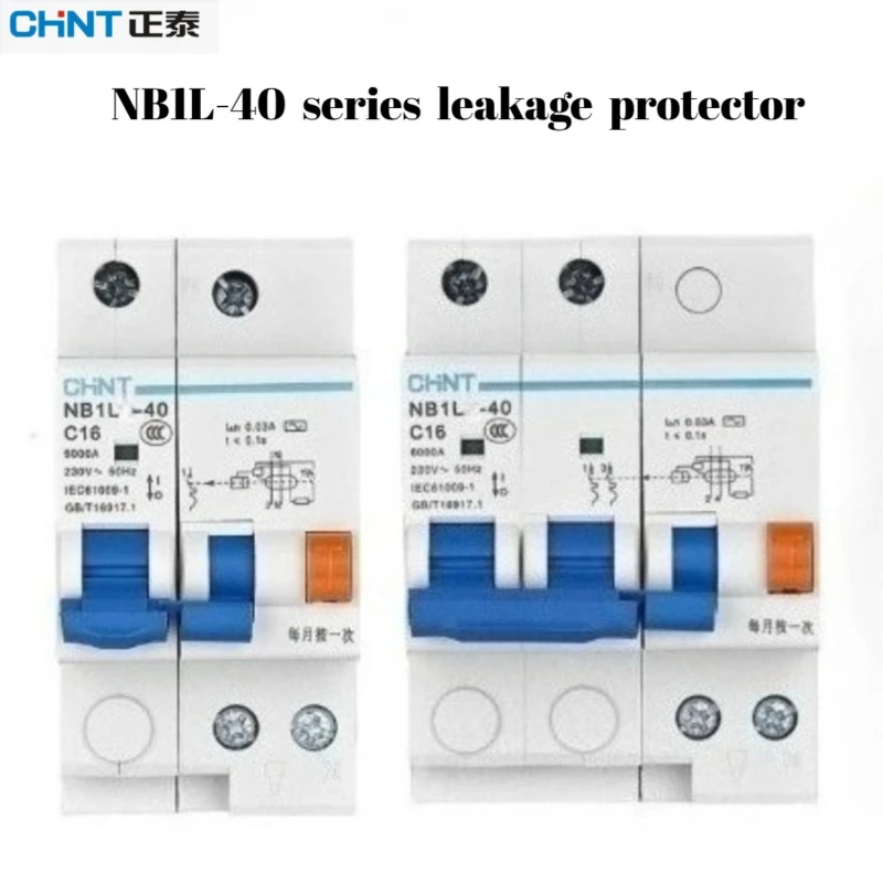 Chint NB1L-40 Leakage Protector 10A-40A 1P+N/2P/3P -25℃~60℃ Wide Temp for Harsh Workshops 30mA 100mA 300mA