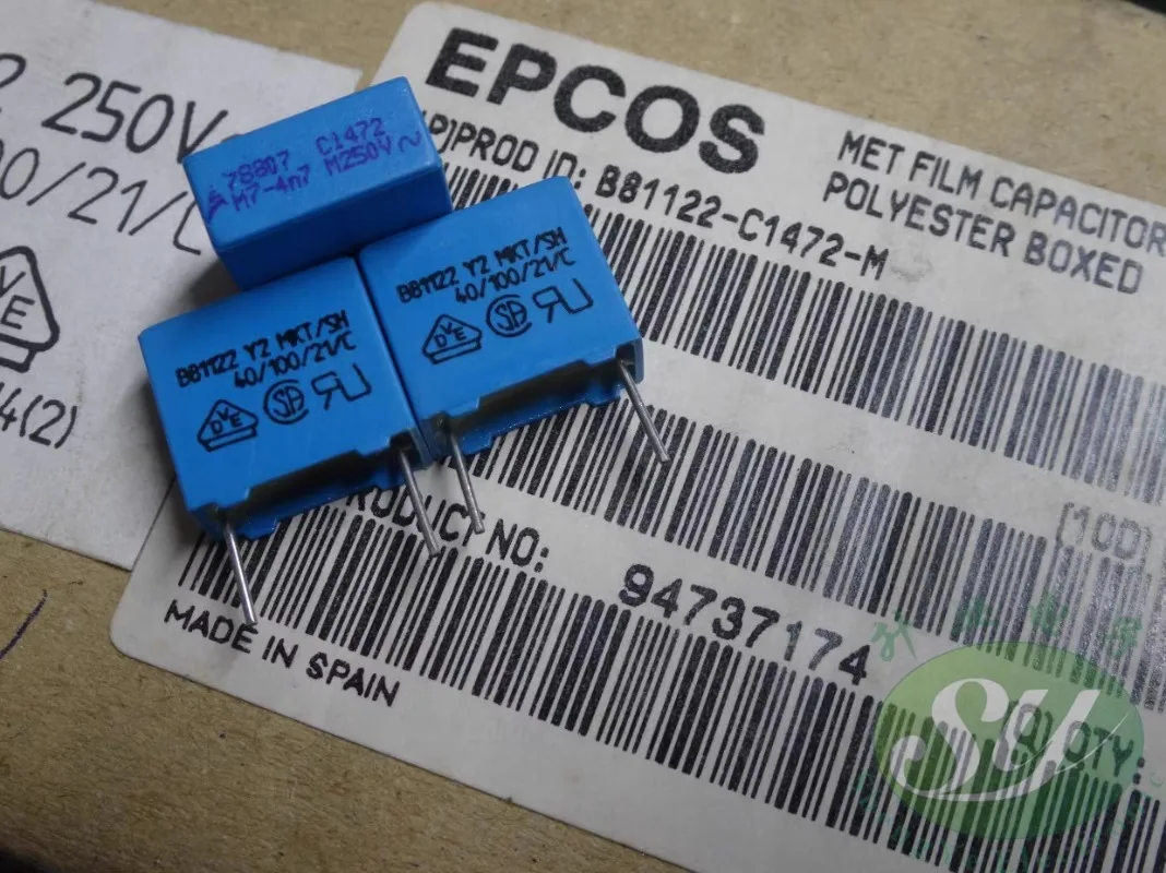 EPCOS 신제품 Y2 필름 캐패시터, 0.0047uf/250vAC, 4n7, 4700pf, 4.7nf, 472, 10mm B81122C1472M, 20 개