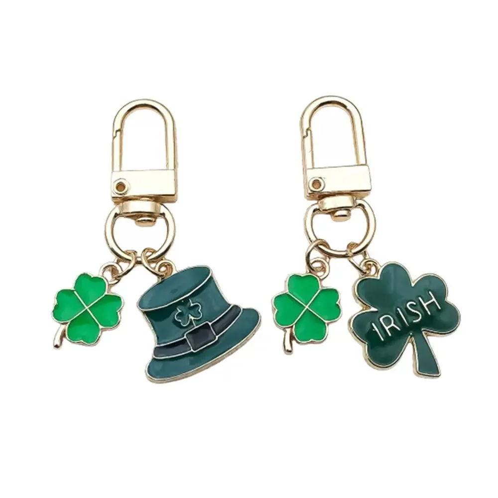 

Minimalism Green Clover Hat Pendant Keychain For Bags Fashion Luxury Metal Backpack Keyring Jewelry Accessories Bag Charms Gift