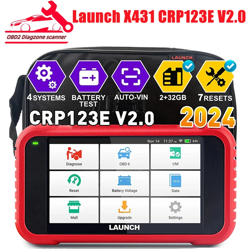 LAUNCH X431 CRP123E V2.0 2024 Автомобильный сканер OBD2 Двигатель ABS SRS SAS TPMS EPB Диагностический инструмент пожизненное бесплатное обновление