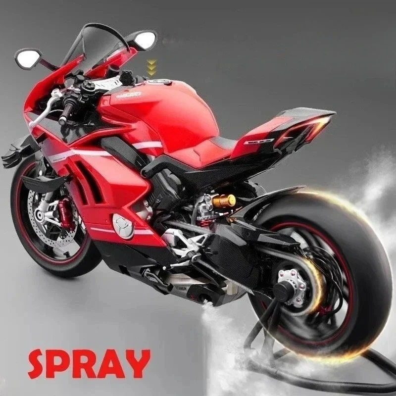 

Spray 1:7 V4 Motorcycle Diecast Alloy Model Collection Miniature Voiture Ornament Boyfriend Gift Home Decor Toy Vehicle