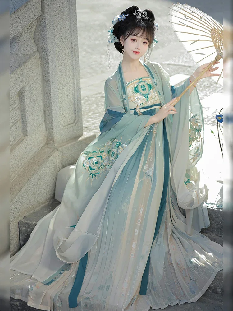 จีนแบบดั้งเดิมHanfuผู้หญิงชุดโบราณOrientalชุดเจ้าหญิงElegance Tang Dynastyเต้นรําFairyชุดคอสเพลย์